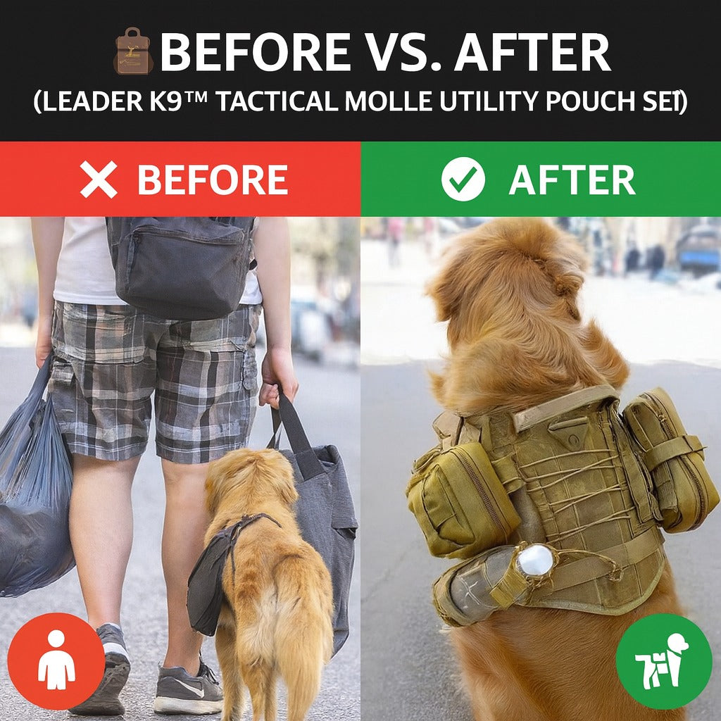 Leader K9™ Tactical Utility MOLLE Pouch For Harness (3-Piece Set)