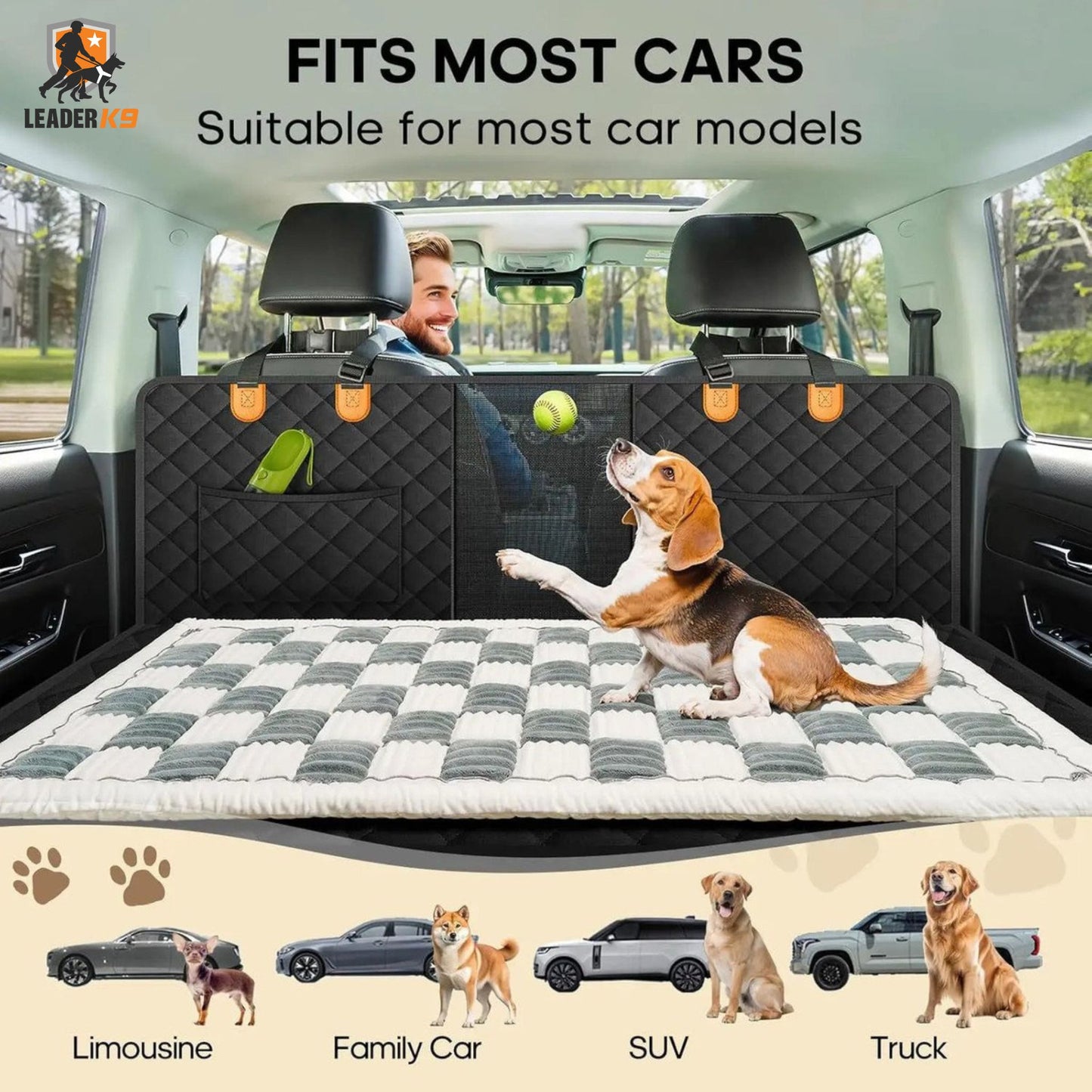 Leader K9™ Thick Plush Car Seat Cushion – Comfy Bed for Medium Dogs
