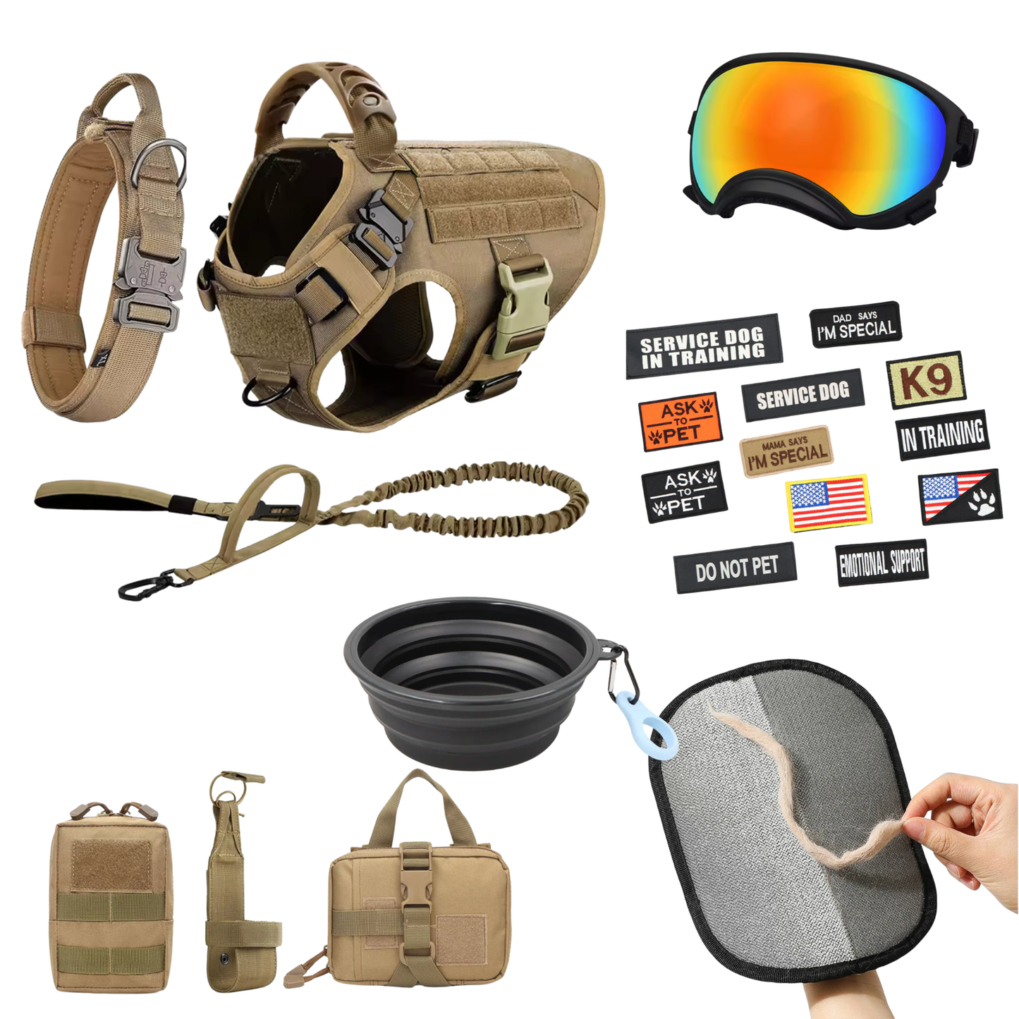Leader K9™ 10-In-1 Tactical K9 Harness System - Full Set Dog Harness Bundle