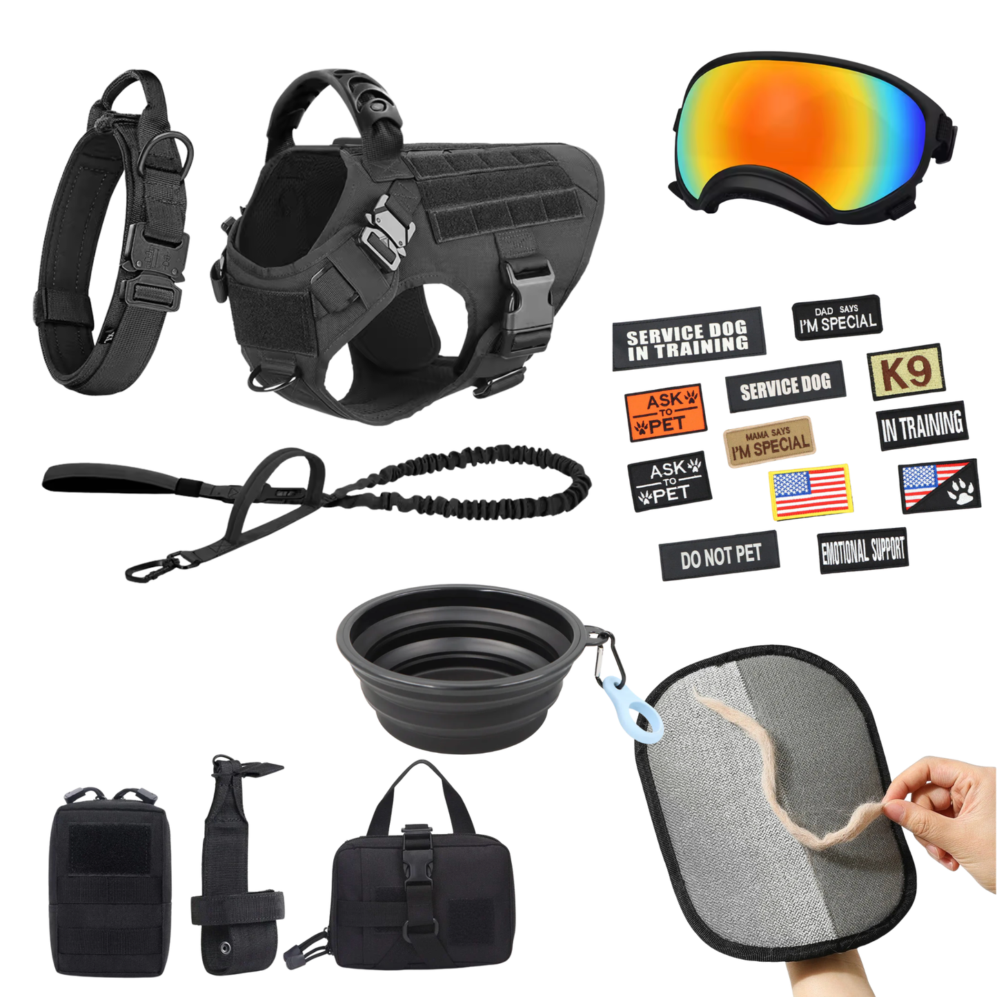 Leader K9™ 10-In-1 Tactical K9 Harness System - Full Set Dog Harness Bundle