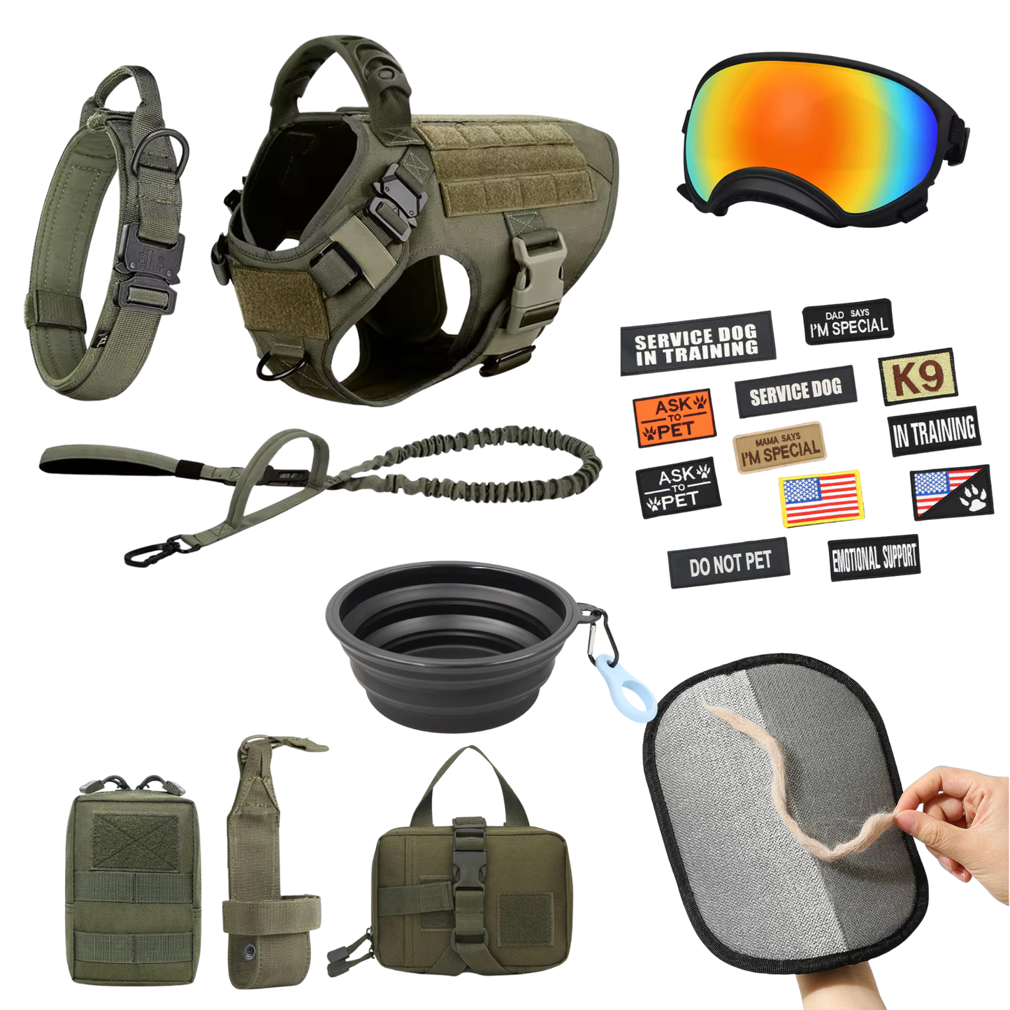 Leader K9™ 10-In-1 Tactical K9 Harness System - Full Set Dog Harness Bundle