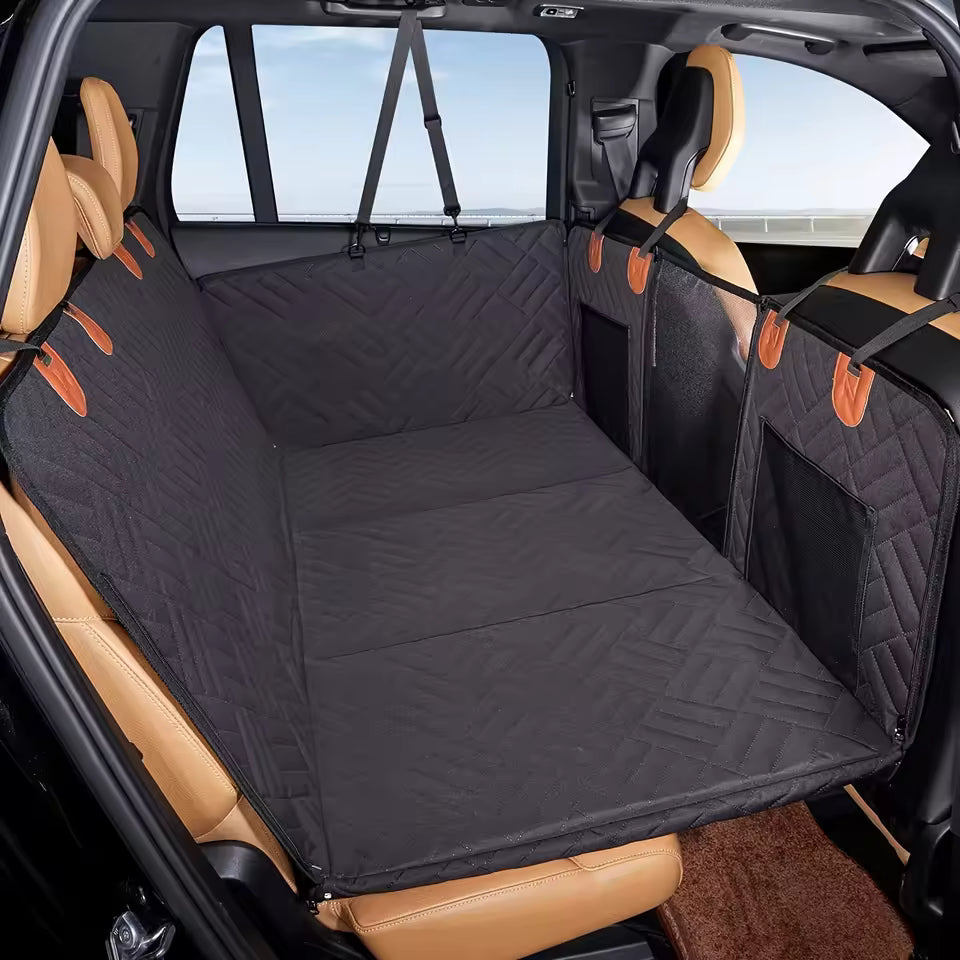 Leader K9™ Waterproof Hard Bottom Dog Car Hammock with Mesh Window & Free Safety Belt