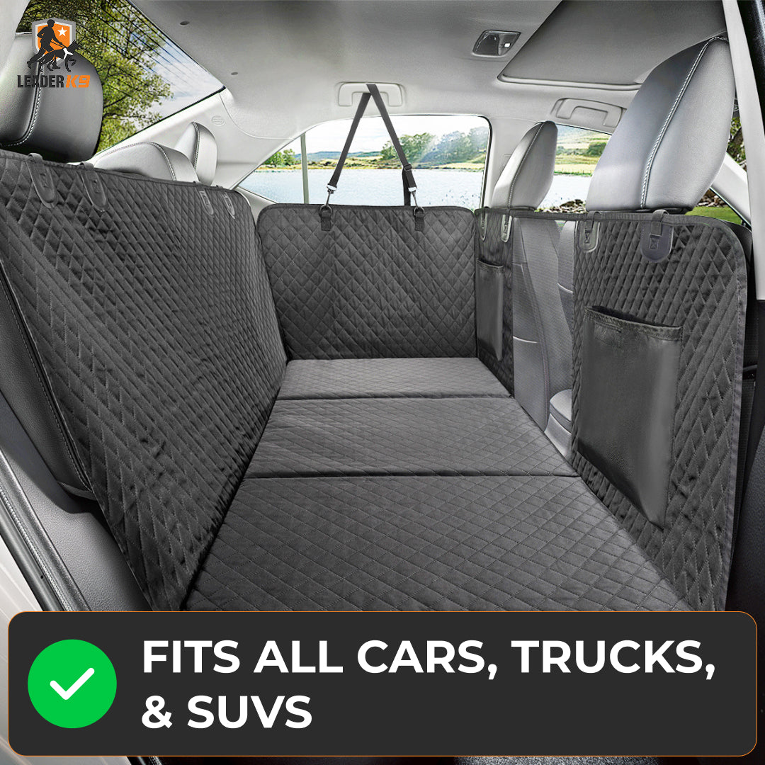 Leader K9™ Waterproof Hard Bottom Dog Car Hammock with Mesh Window & Free Safety Belt