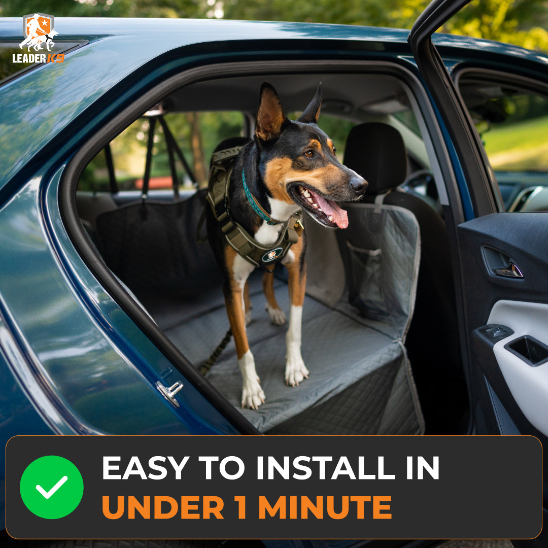 Leader K9™ Waterproof Hard Bottom Dog Car Hammock with Mesh Window & Free Safety Belt