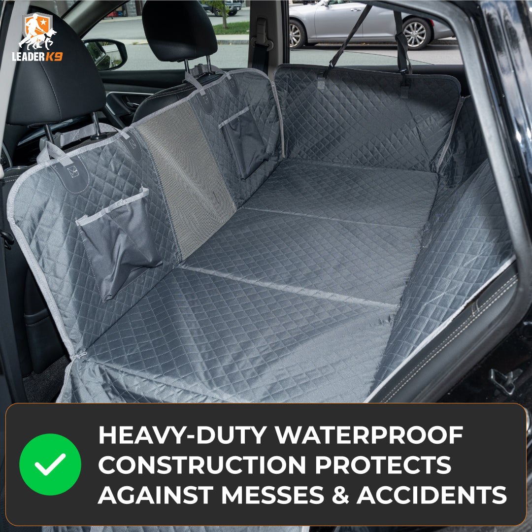 Leader K9™ Waterproof Hard Bottom Dog Car Hammock with Mesh Window & Free Safety Belt