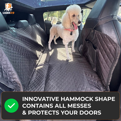 Leader K9™ Waterproof Hard Bottom Dog Car Hammock with Mesh Window & Free Safety Belt