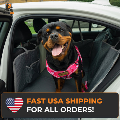 Leader K9™ Waterproof Hard Bottom Dog Car Hammock with Mesh Window & Free Safety Belt
