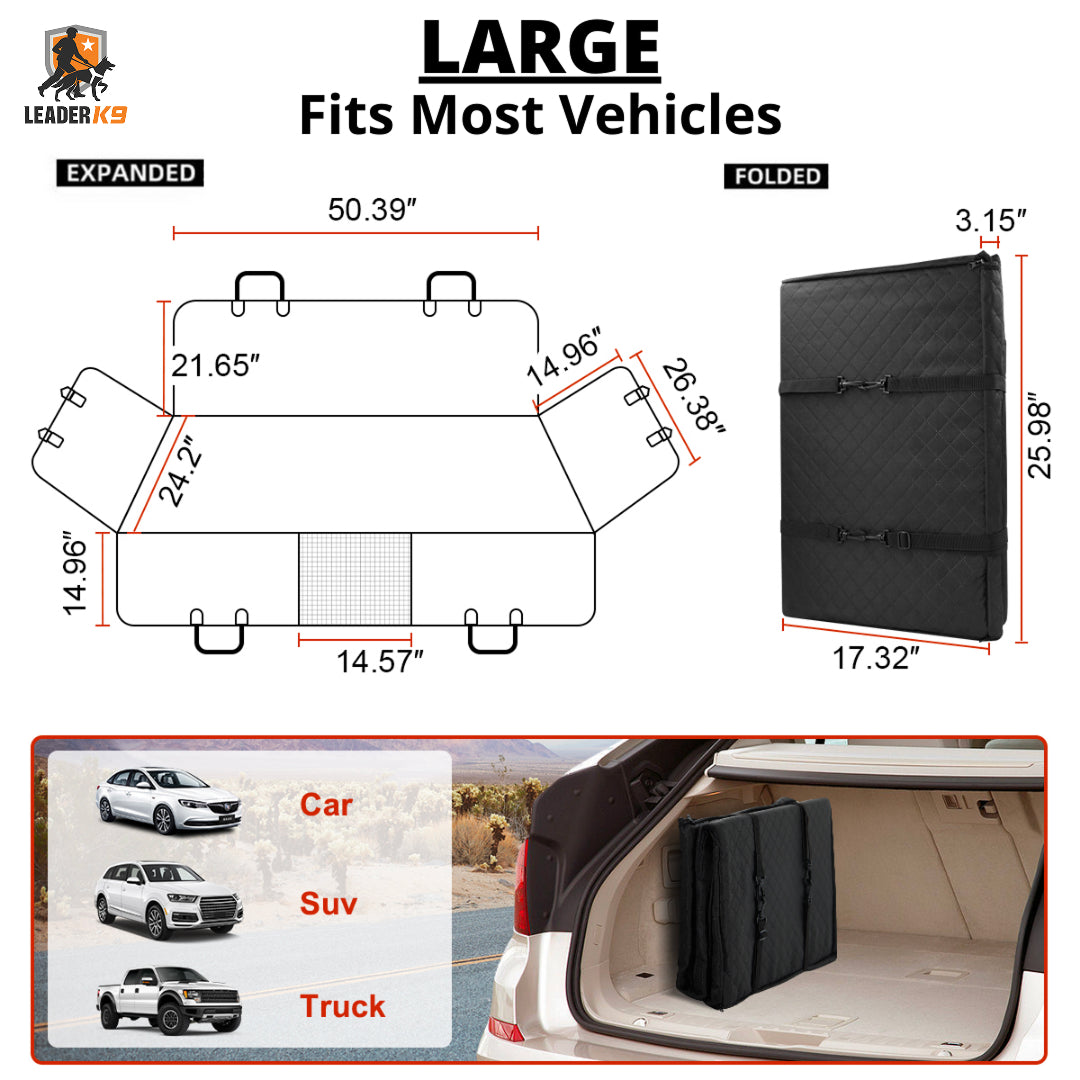 Leader K9™ Waterproof Hard Bottom Dog Car Hammock with Mesh Window & Free Safety Belt