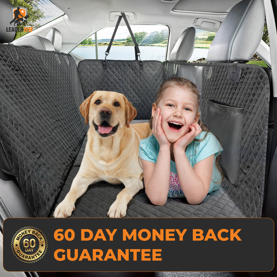Leader K9™ Waterproof Hard Bottom Dog Car Hammock with Mesh Window & Free Safety Belt