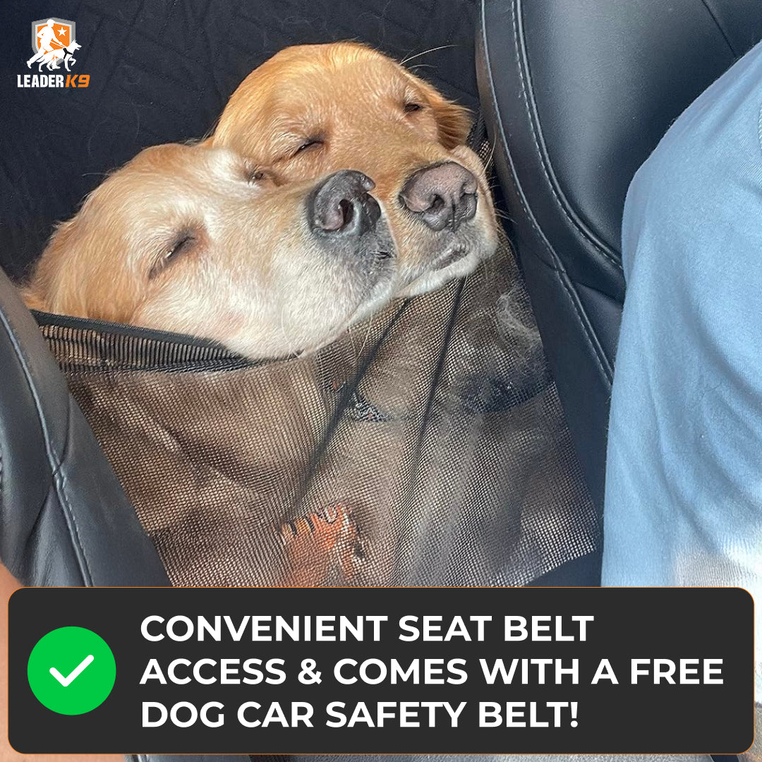 Leader K9™ Waterproof Hard Bottom Dog Car Hammock with Mesh Window & Free Safety Belt