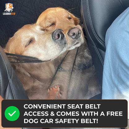 Leader K9™ Waterproof Hard Bottom Dog Car Hammock with Mesh Window & Free Safety Belt