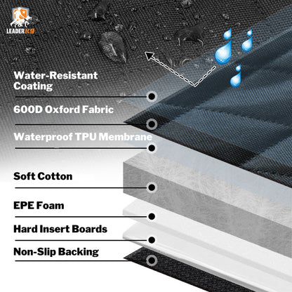 Leader K9™ Waterproof Hard Bottom Dog Car Hammock with Mesh Window & Free Safety Belt