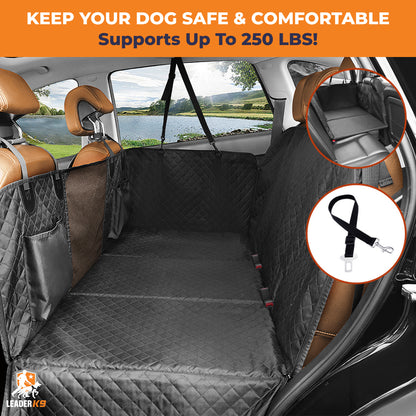 Leader K9™ Waterproof Hard Bottom Dog Car Hammock with Mesh Window & Free Safety Belt