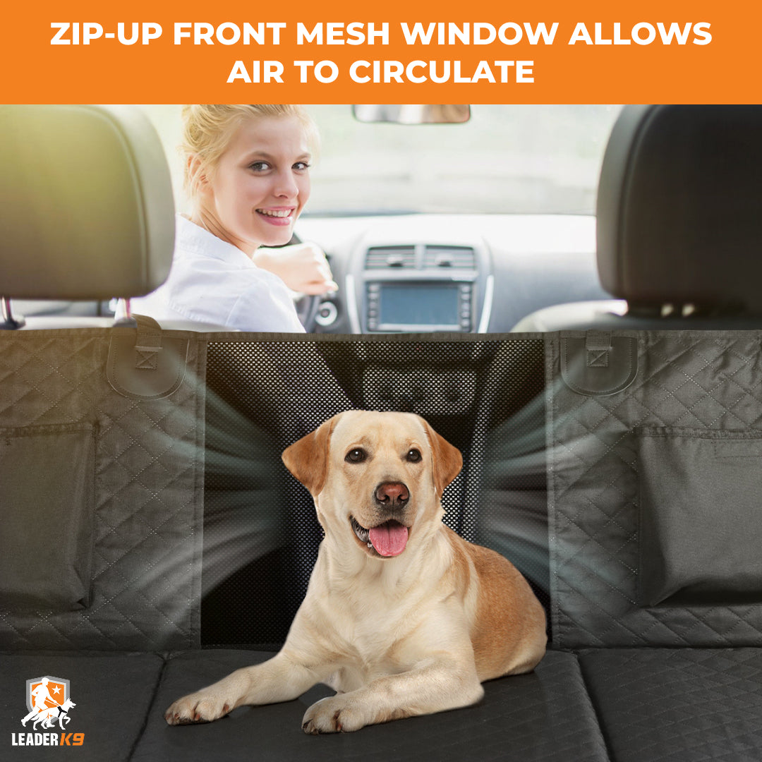 Leader K9™ Waterproof Hard Bottom Dog Car Hammock with Mesh Window & Free Safety Belt